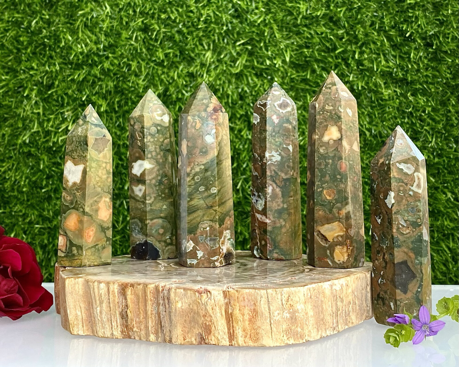 Wholesale Lot 1 Lb Natural Rainforest Jasper Aka Rhyolite Tower Point Crystal