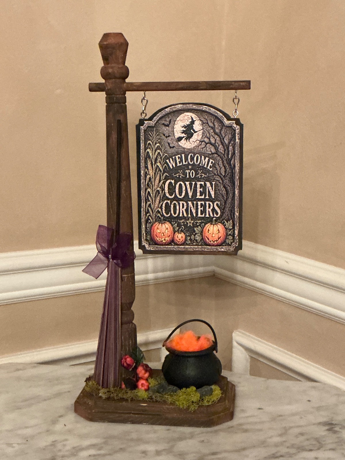 Welcome to Coven Corners Signpost Accessory for Byers Choice – Terrific!