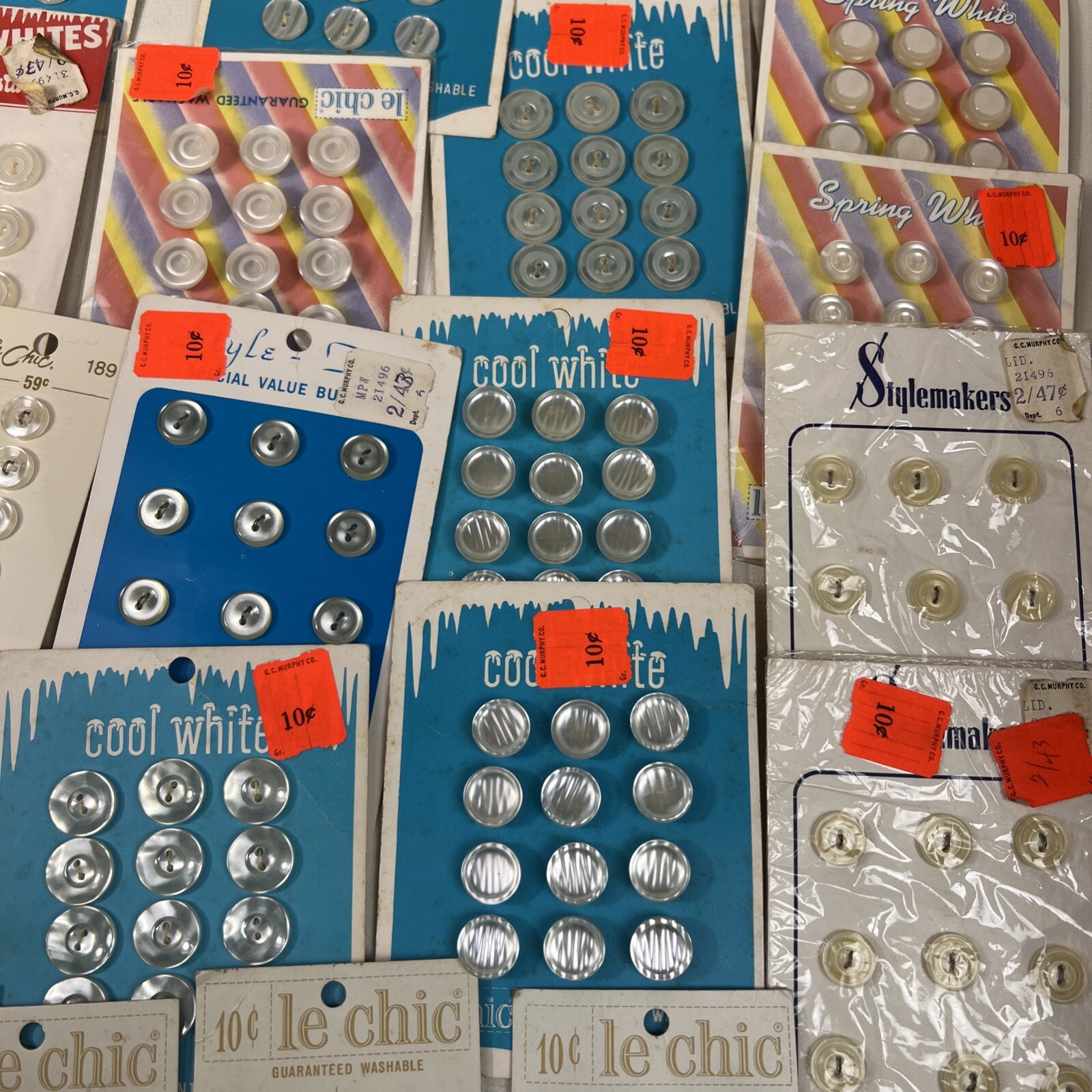52 Old Vintage Mixed Buttons On Cards Old Stock NOS Sewing Craftcore
