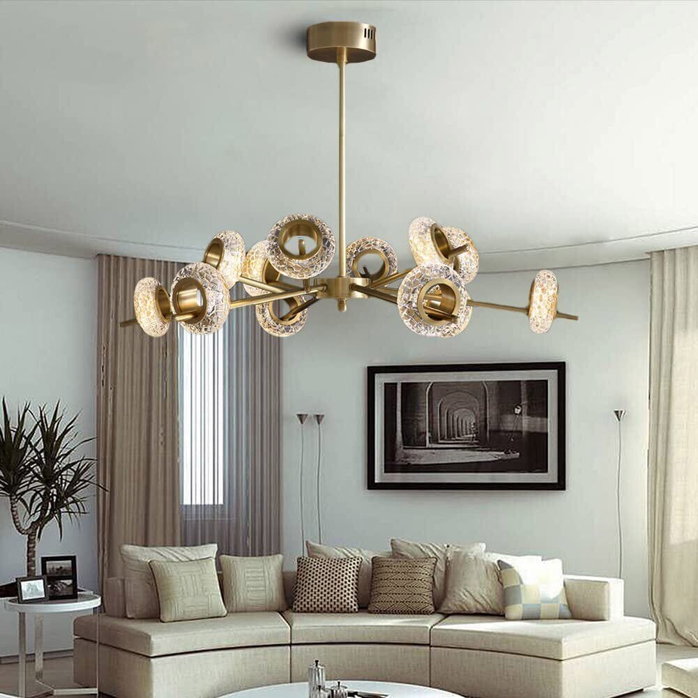 Modern Crystal Sputnik Chandelier, 12-Light LED Lighting Fixture, Pendant Lamps