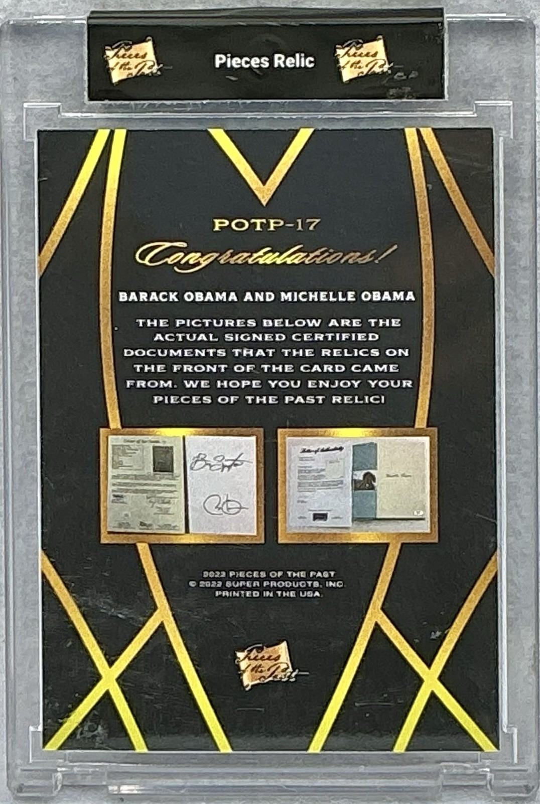 2020 The Bar Pieces Of The Past Barack / Michelle Obama Dual Document Relics