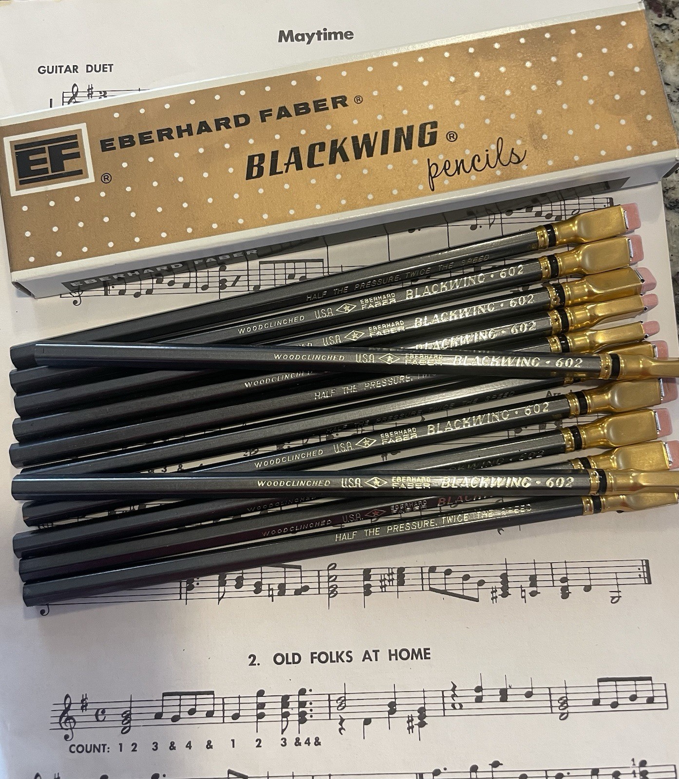 Vtg One (1) Eberhard Faber Blackwing 602 Woodclinched Pencil Unsharpened NO BOX