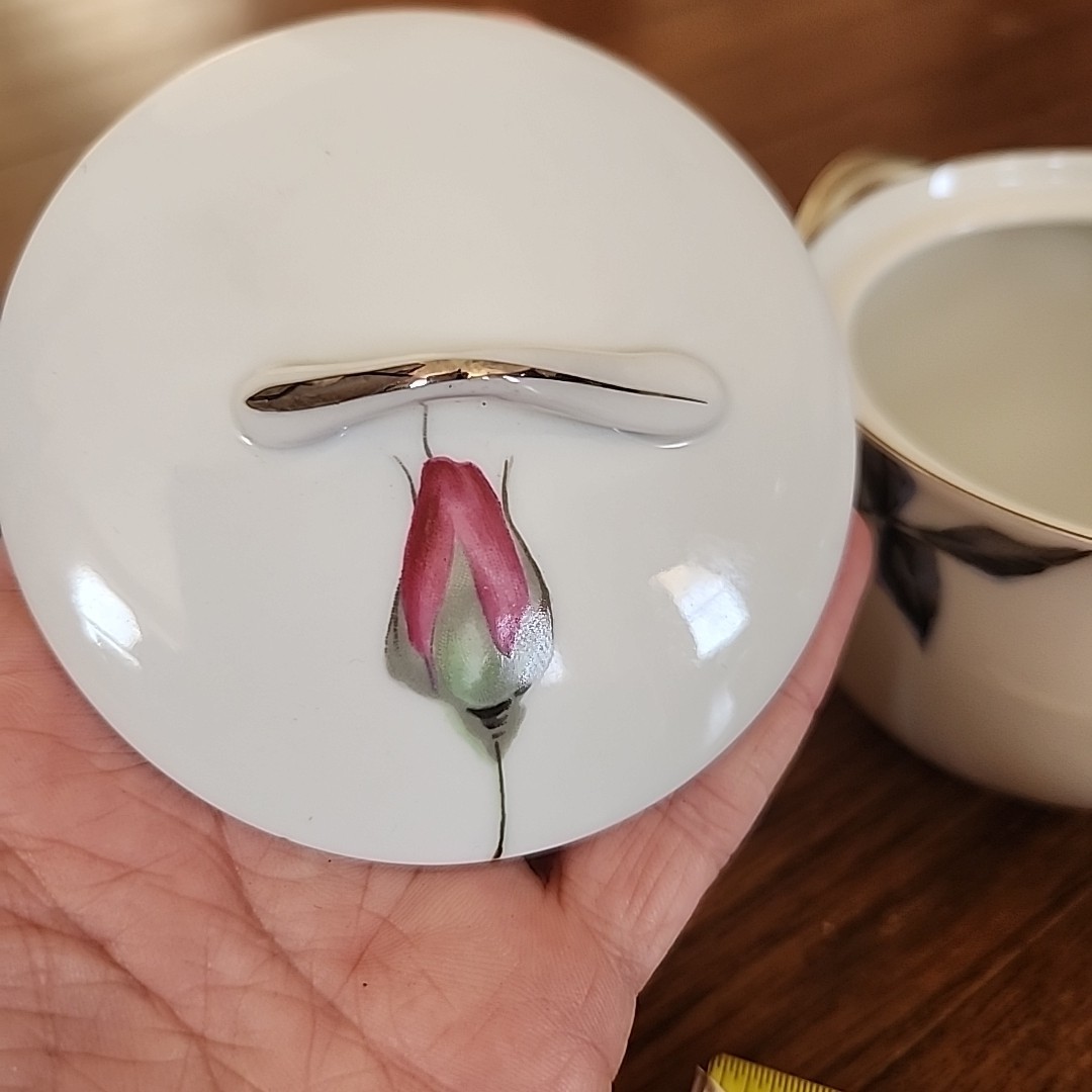 Sango Tea Rose Cream & Sugar Dish Set Fine China Porcelain Japan Vtg Floral EUC