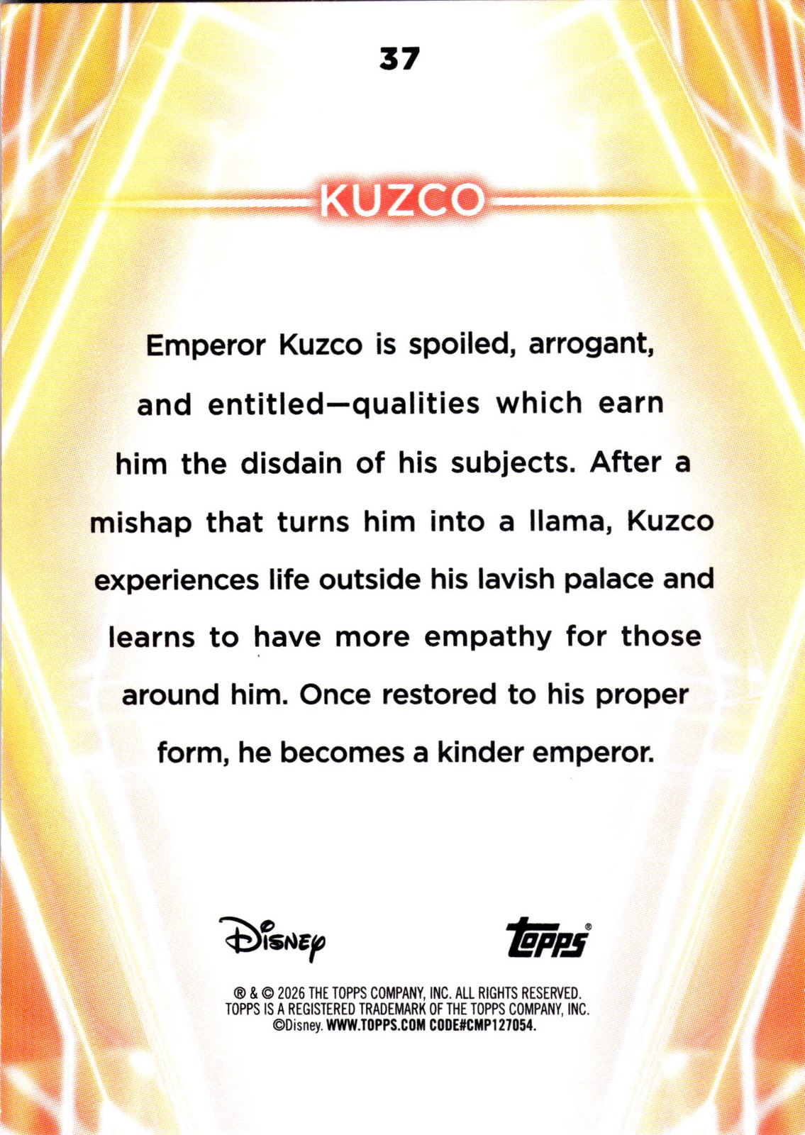 2026 Topps Disney Neon Kuzco #37 The Emperor’s New Groove
