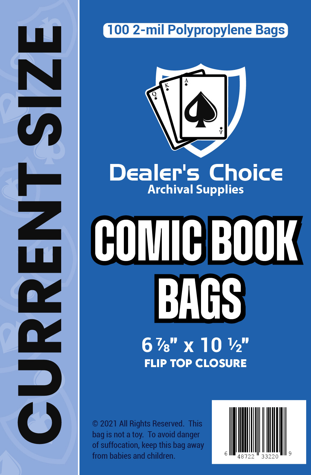 1000 COMIC BOOK BAGS (Current Size) – 2-mil Polypropylene Archival Bags