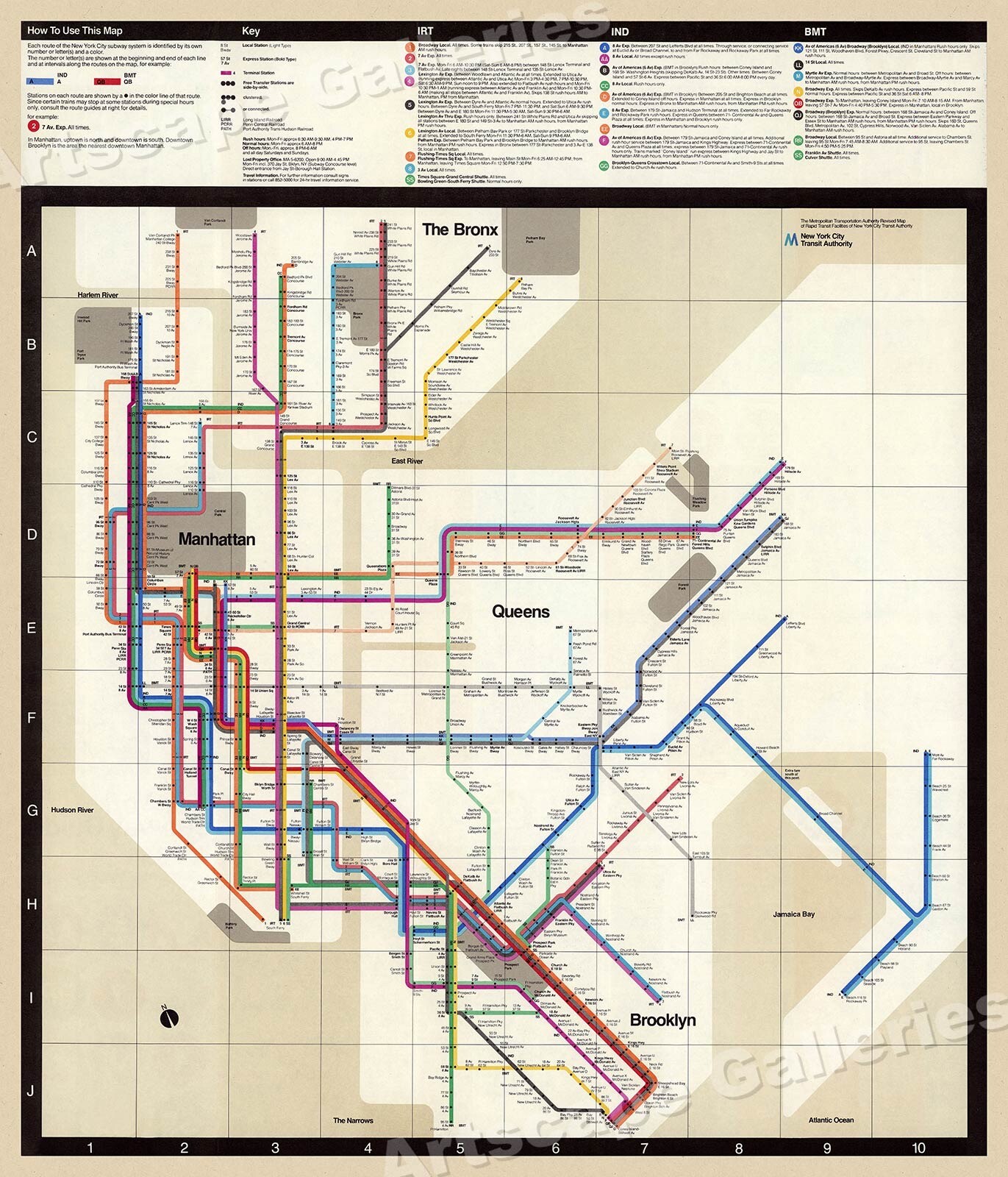 NYC Subway Map 1972 – MTA Historic Map – 16×20