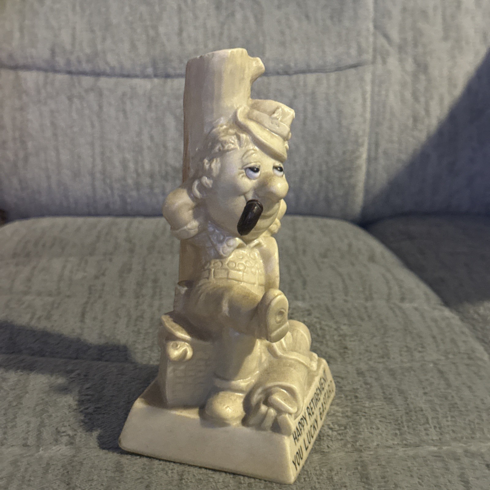 Vintage ’71 W&R Berries Figurine „Happy Retirement You Lucky B“ Golf Tennis Fish