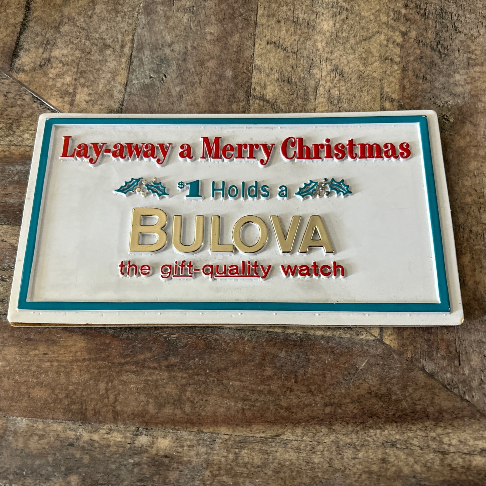 Rare 1950s-60s Bulova Watch Store Display Ad 8″ x 4.5″ Christmas
