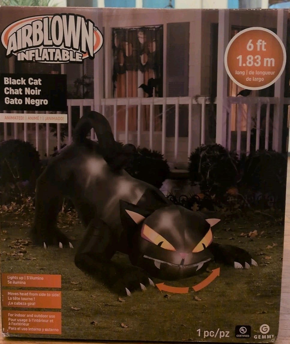 2020 Gemmy Industries Halloween Airblown Inflatable Animated Cat 6ft NEW