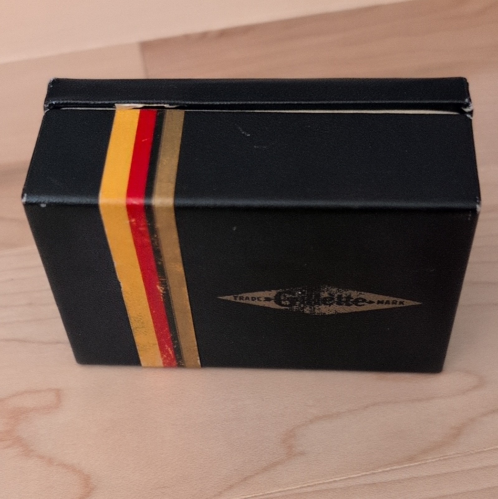 Gillette Vintage Safety Razor Case/Box Black w/ Red/Yellow Stripe (Empty)
