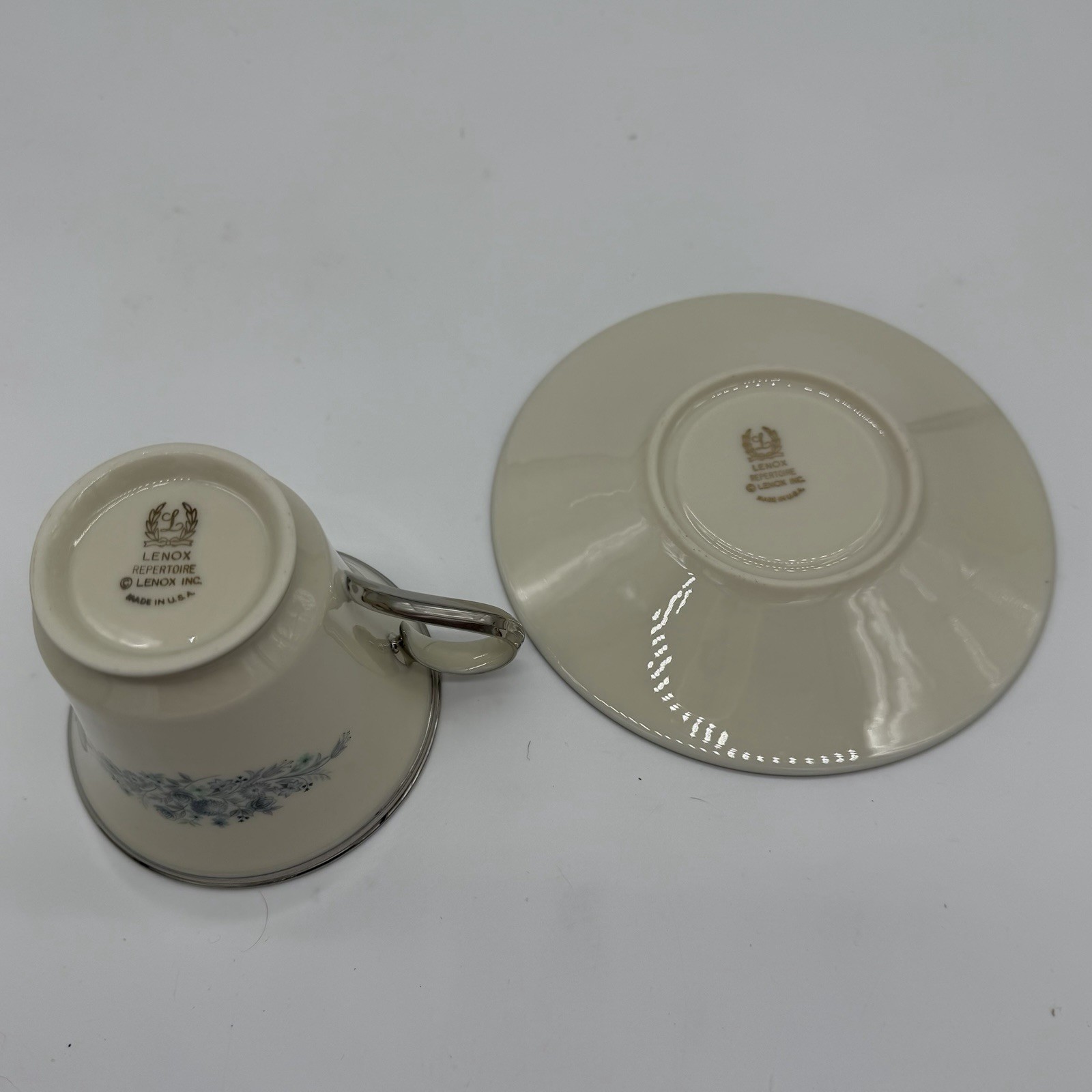 Lot of 4 Vintage Lenox Repertoire Platnium Cup and Saucer Sets 1972-86