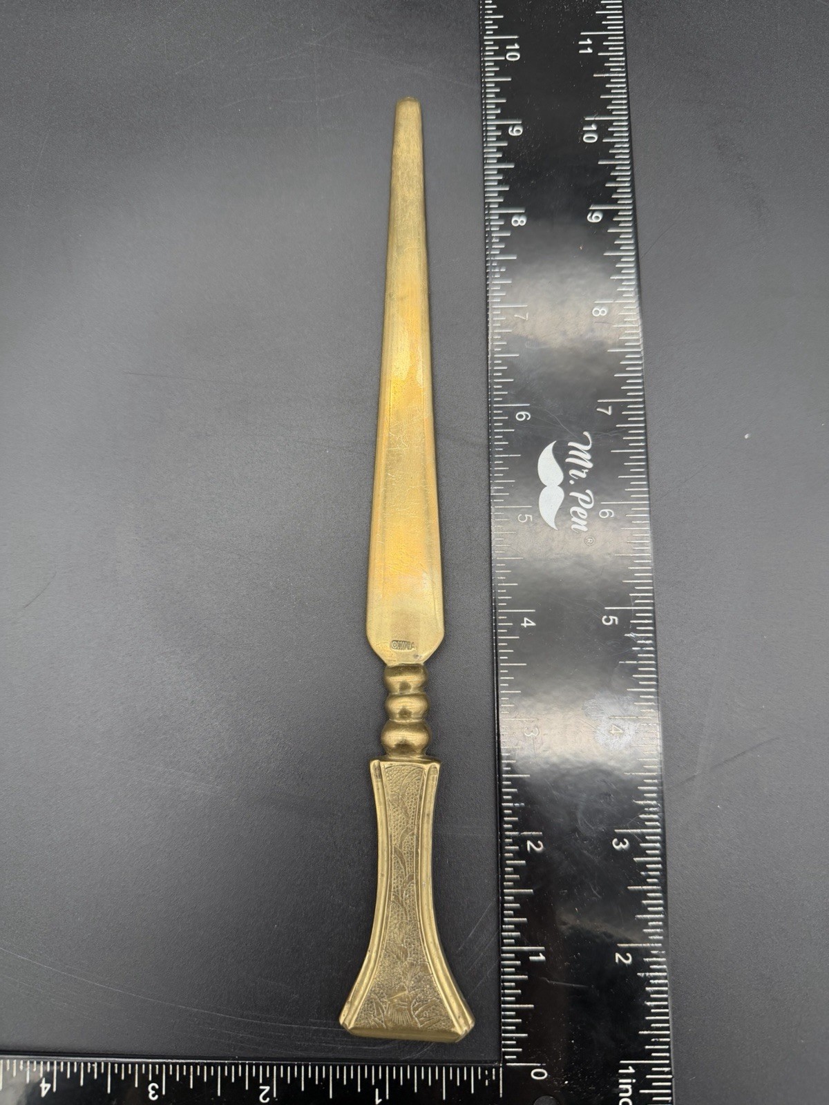 Vintage Ornate Solid Brass Letter Opener Handle Decorative Desk Accessory