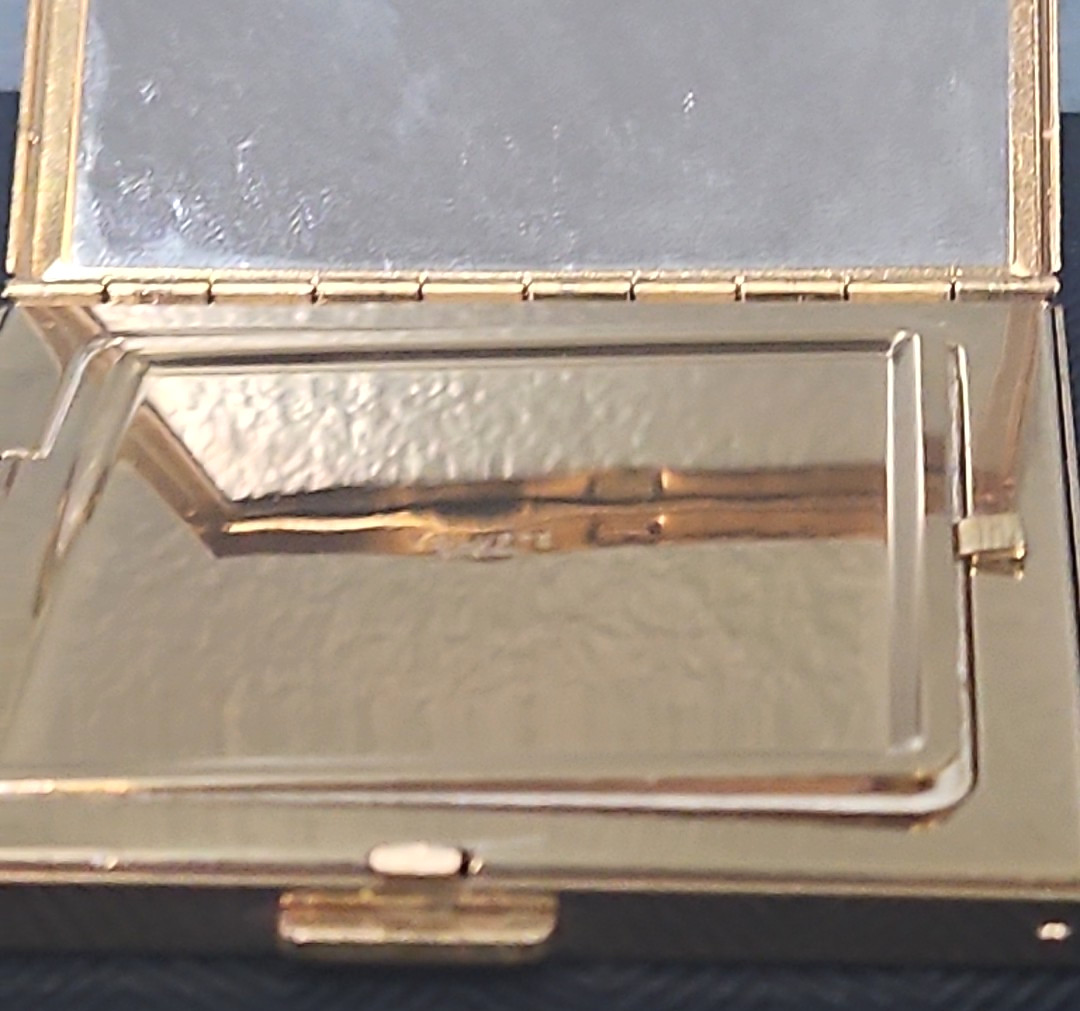 Vintage Golden Geometric Volupte Makeup Powder Compact Mirror Puff