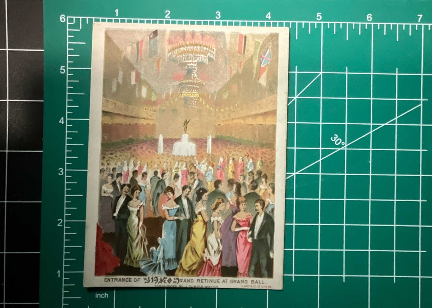 Unposted Printed Lithograph Trade Card Ballroom Scene People Art 5.5 x 3.5 in