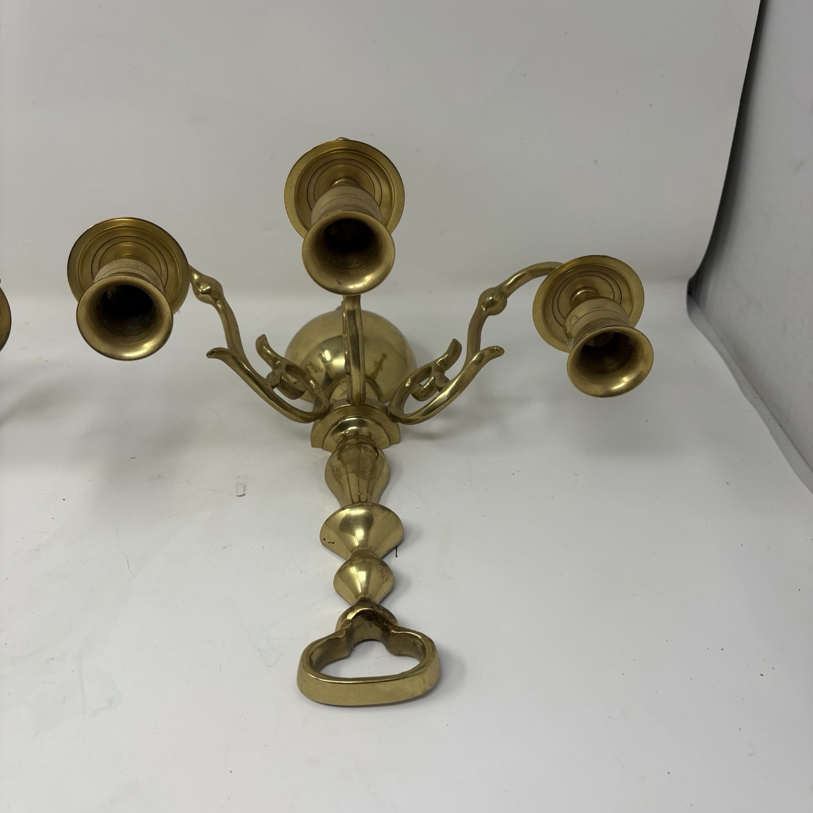 Vintage Brass Wall Candelabra 3 Arm Sconce Wall Mount Candle Holder 13″