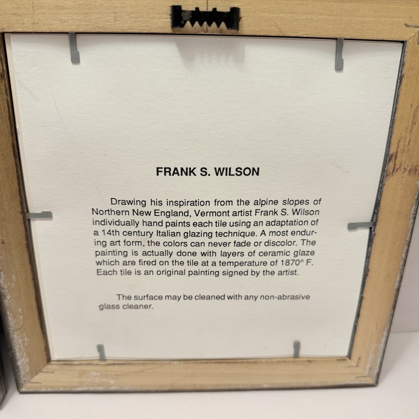 Frank S. Wilson Hand Painted Ceramic Tile Wall Art Moon Landscape Lodge USA VTG