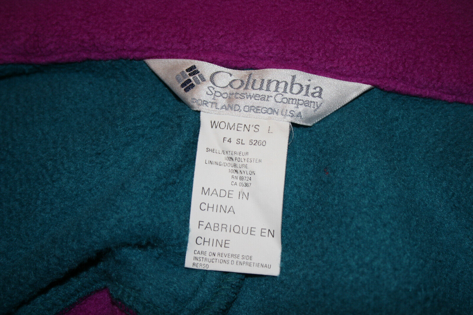 Womens Columbia Full Zip Fleece Ski Jacket Colorblock Multicolor Large L