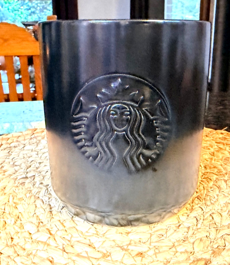 STARBUCKS 2020 Iridescent gunmetal Embossed Logo Ceramic Tumbler Mug No Lid 8oz