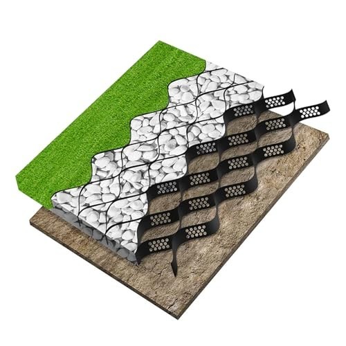 9×17 ft Geogrid Gravel Grid, 2 Inch Thick Geocell Ground Grid, 155 sq ft Expansi