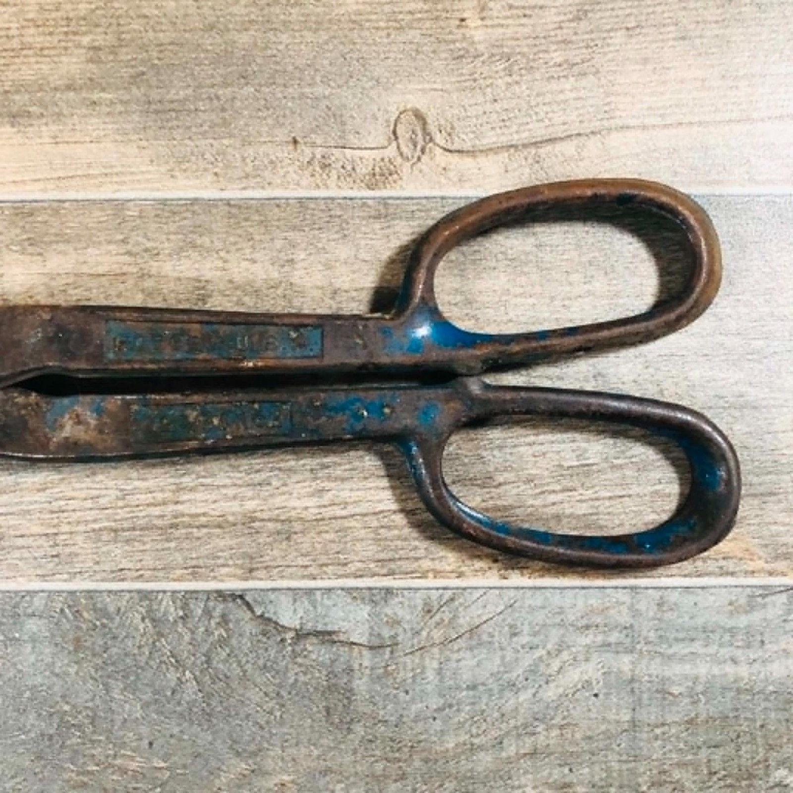 VTG Antiq Blue Bird 212 Tin Snips Forged USA Sheet Metal Cutter Shears Decor