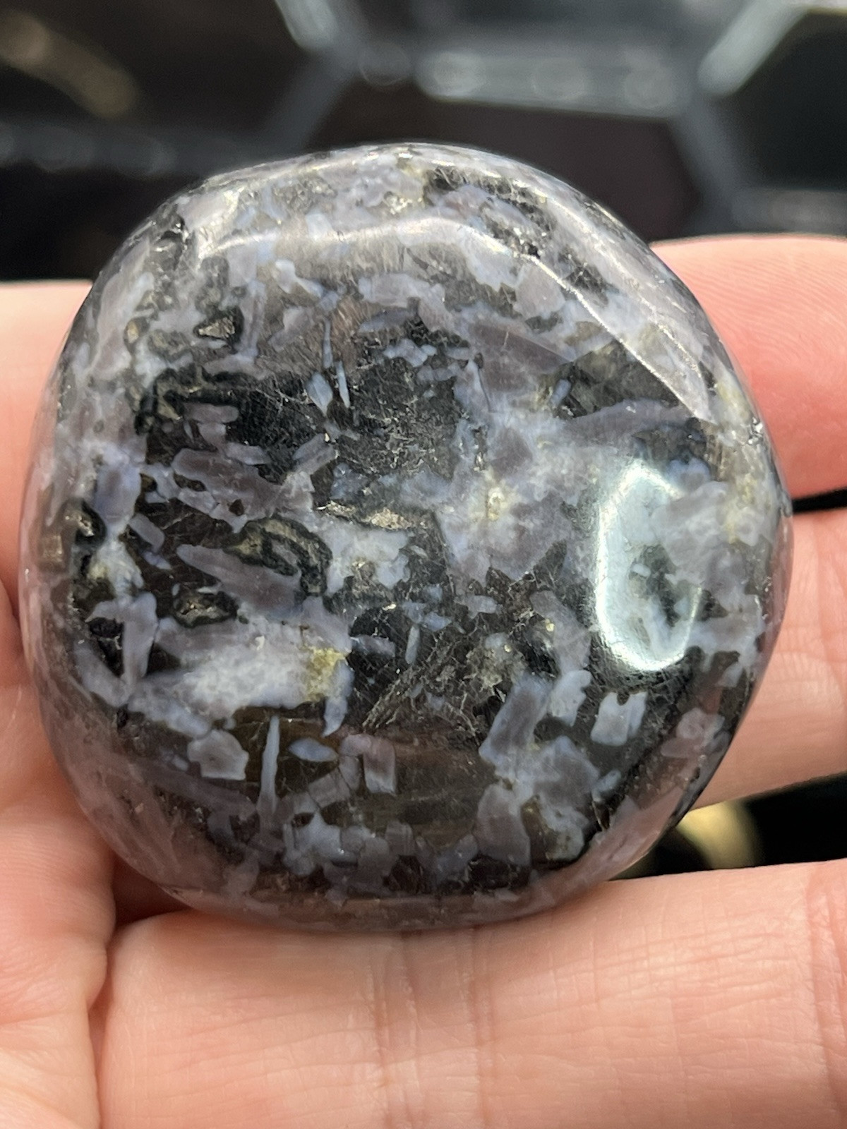 Natural Indigo Gabrro „Mystical Merlinite“ Palm Stones Free ship & Gift