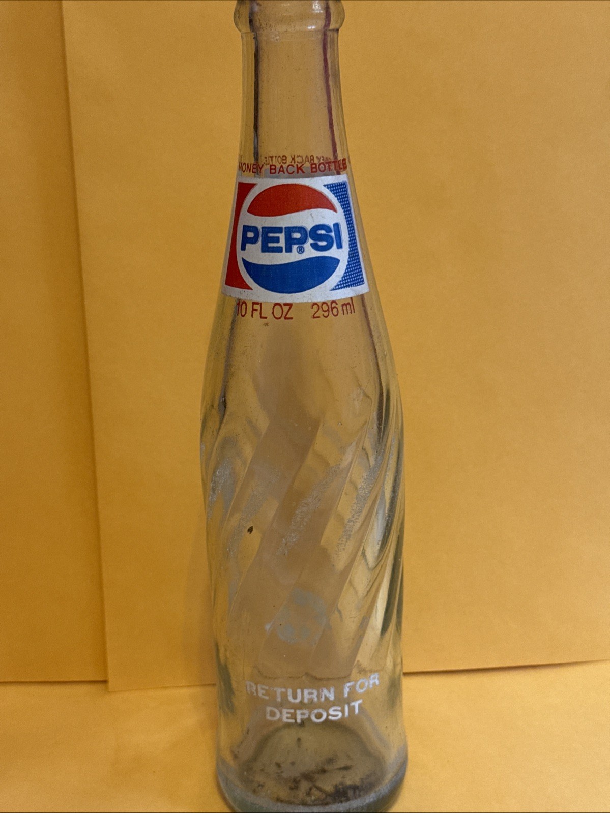Vintage Pepsi Swirl Glass Bottle Money Back Bottle 10 oz. #7