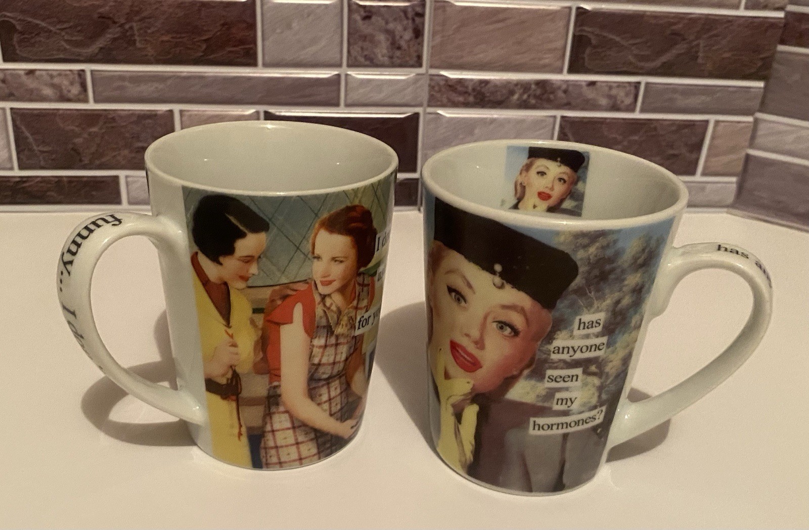 2 Anne Taintor Funny/Humor/Opinion/Hormones Coffee/Tea Porcelain Mugs