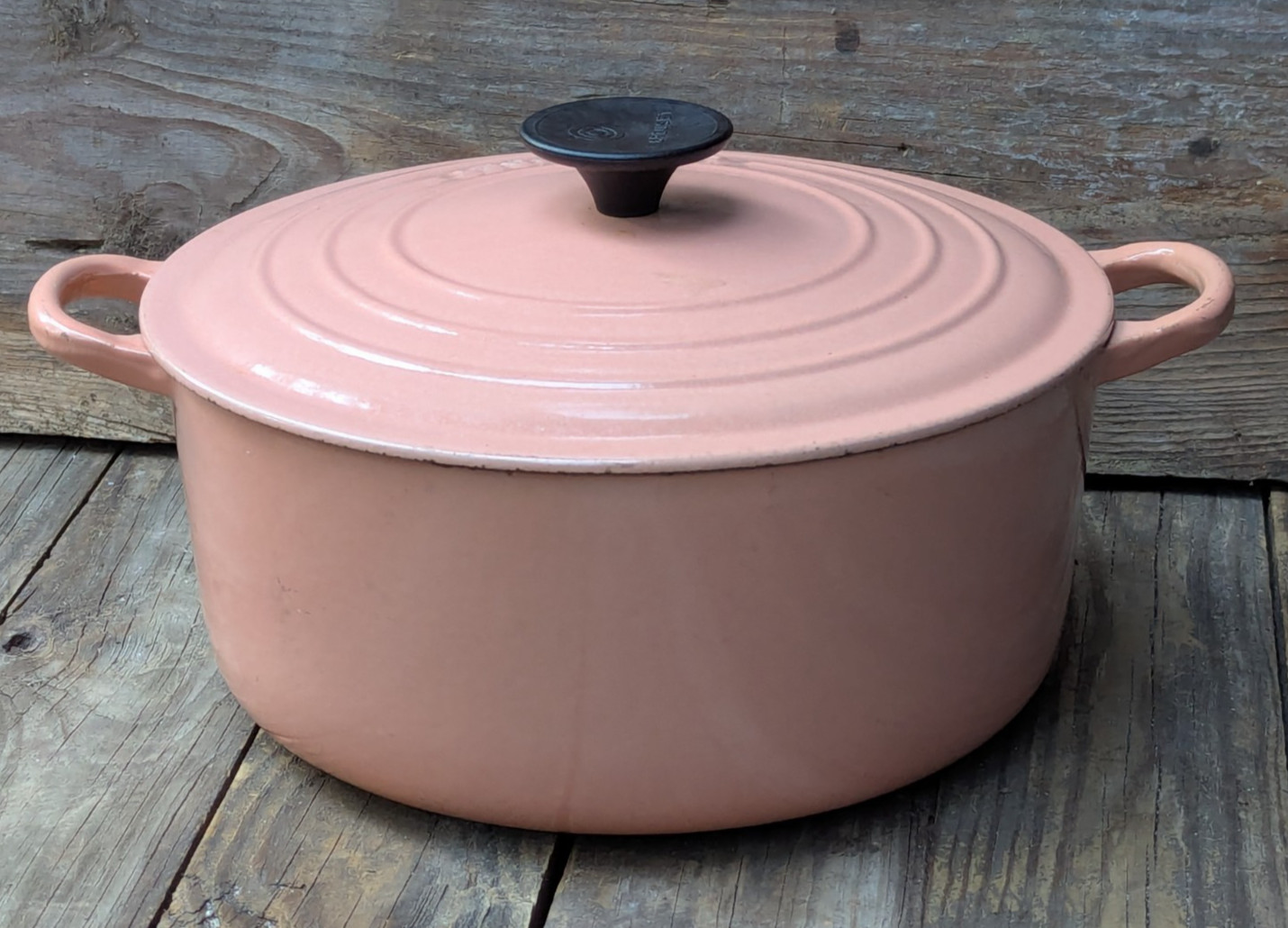 Vintage Le Creuset #24 Round Dutch Oven 4.5 Qt Salmon Pink Made in France