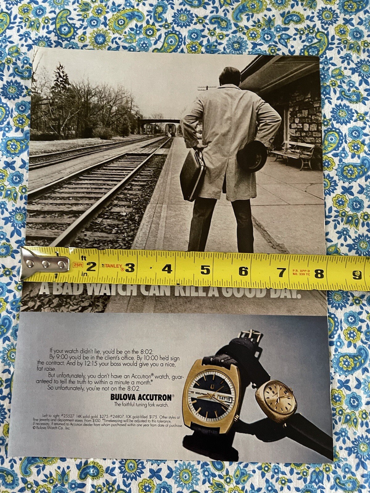 Vintage 1973 Bulova Accutron Print Ad Man Train A Bad Watch Can Kill A Good Day