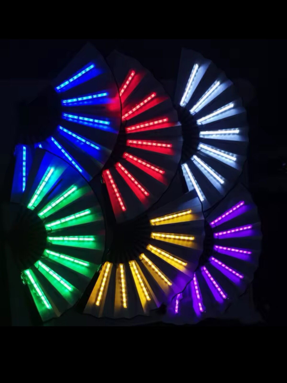LED LIGHT UP FAN-(Send color to dm) Bamboo Hand Folding Fan Rave