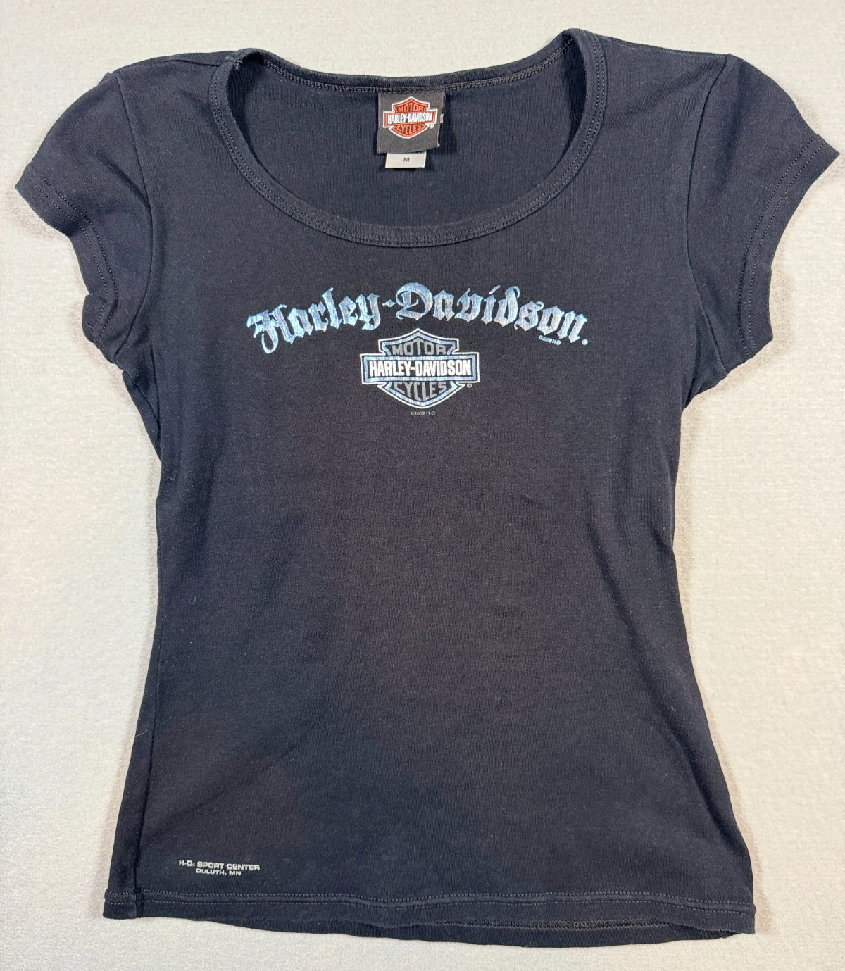 Women’s Harley Davidson Blue Shirt – Size M – HD Sport Center Duluth MN – Cotton