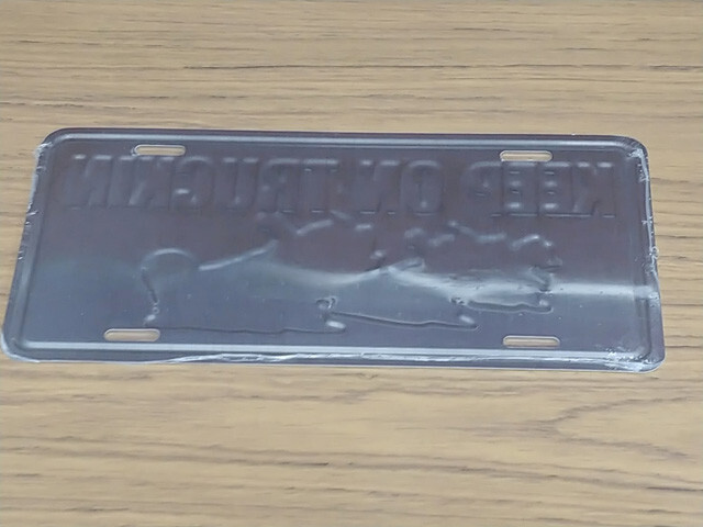 Vintage Keep On Truckin License Plate Embossed Metal Auto Tag — New Old Stock