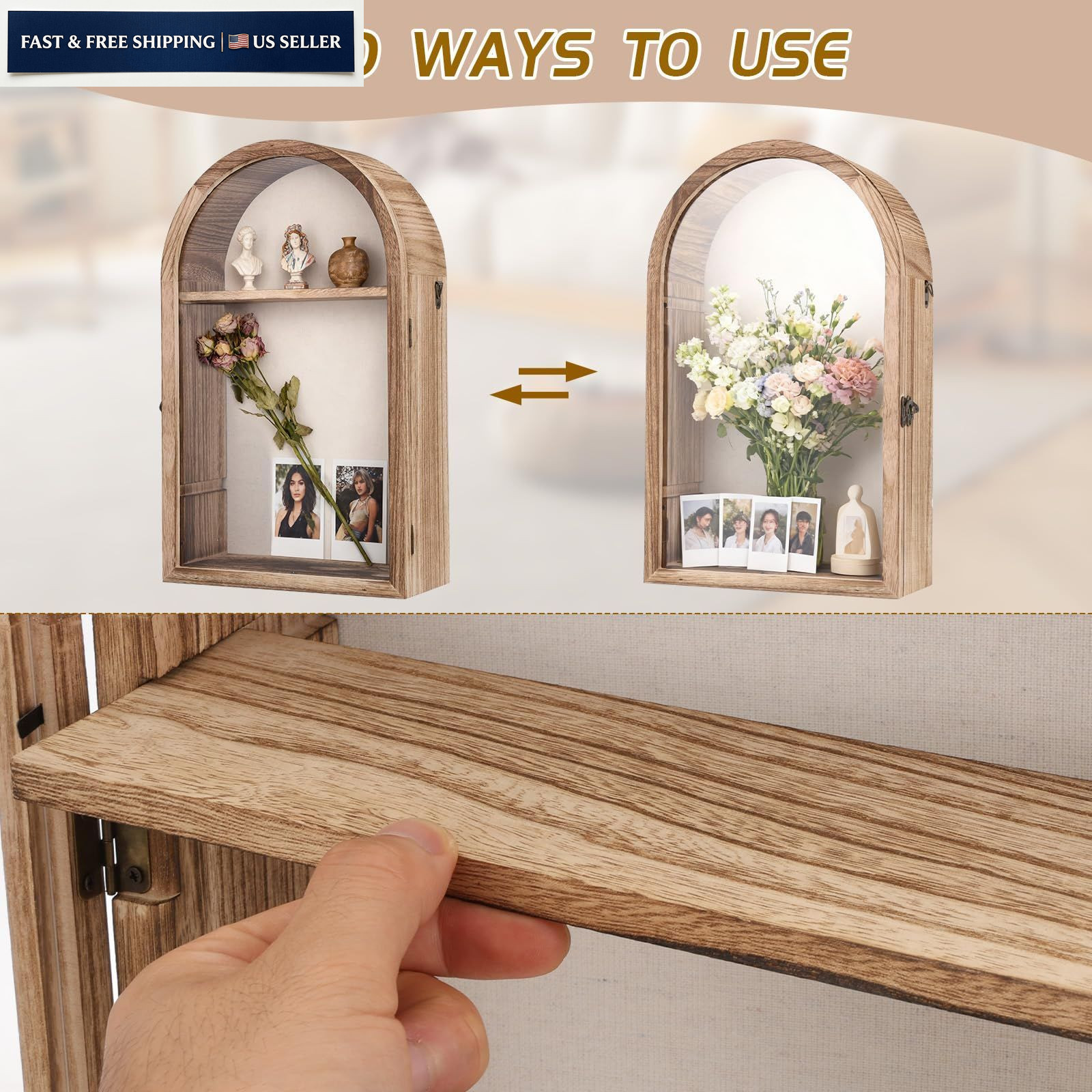 Shadow Box Frame, 10″x16″ Boxes Display Cases with Carbonized Brown