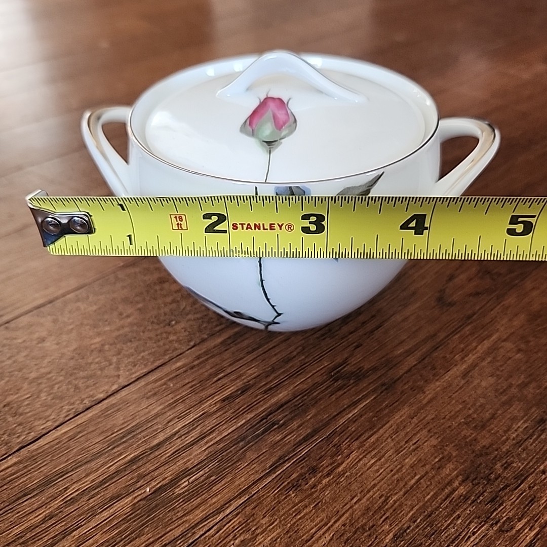 Sango Tea Rose Cream & Sugar Dish Set Fine China Porcelain Japan Vtg Floral EUC