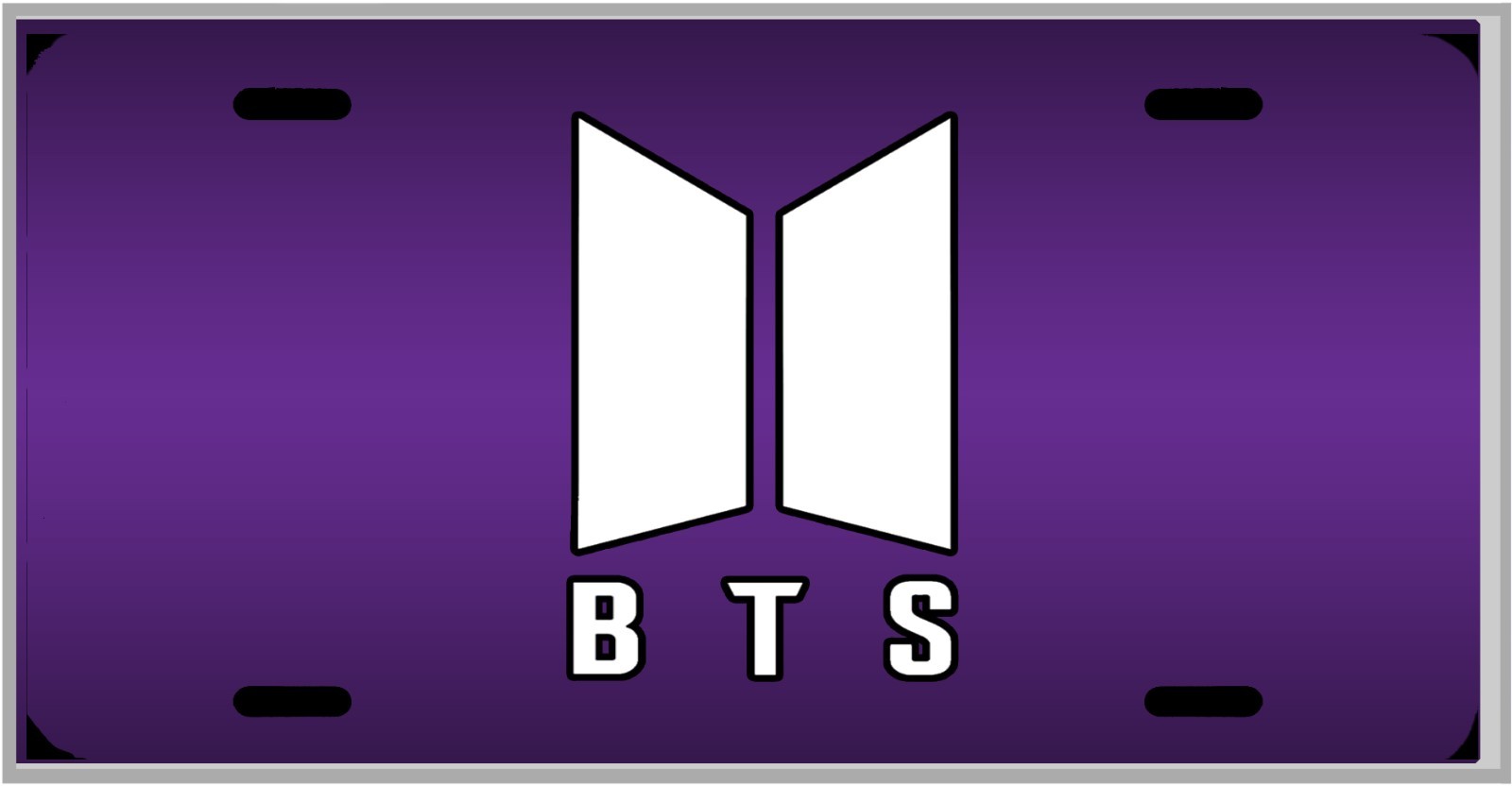 L@@K BTS Fan Art On a Metallic Purple Vanity Tag License Plate-Auto Tag