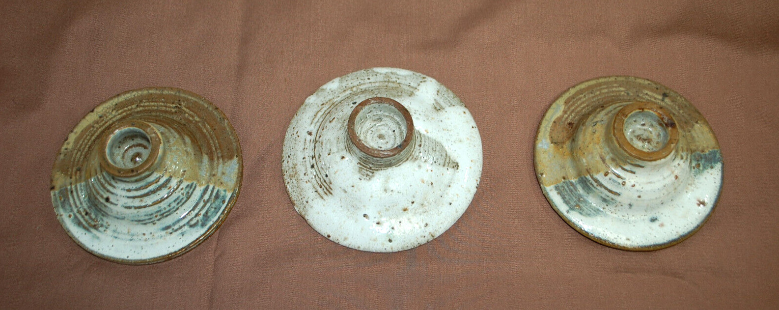 Ceramic 3 Mugs and 3 Candle Holders Handmade Lot of 6 Total T1428