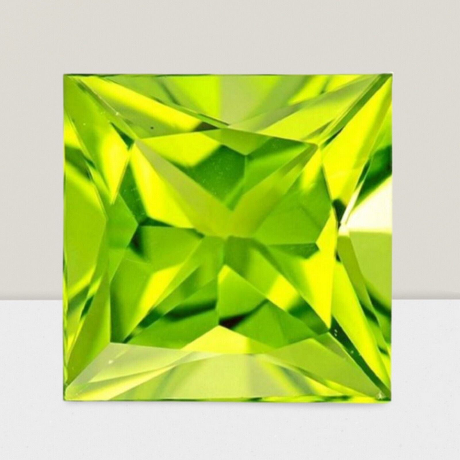 Peridot Square Cut Gemstone 5 Cts – 12 mm AAA+ Loose Gem