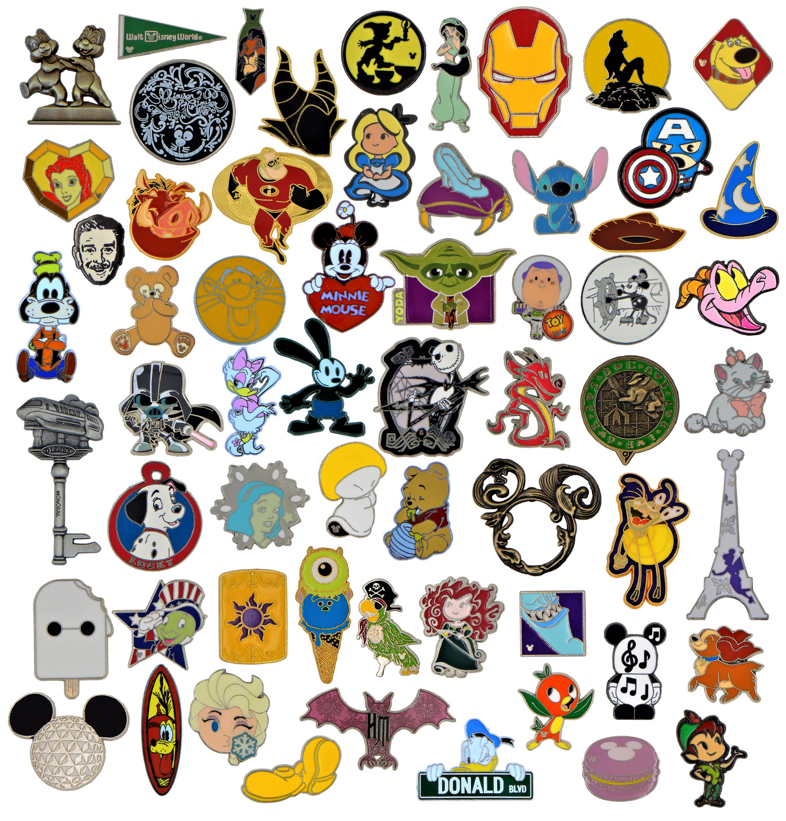 Disney Pin Trading 50 Assorted Lot New Pins No Doubles Authentic Free Shipping