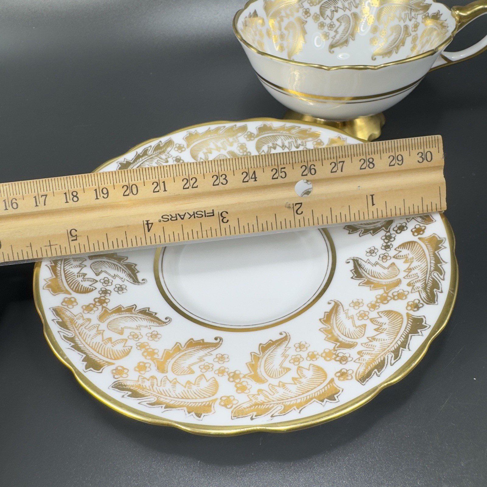 Royal Stafford Fine Porcelain China Teacup And Saucer England Heavy Gold Pattern
