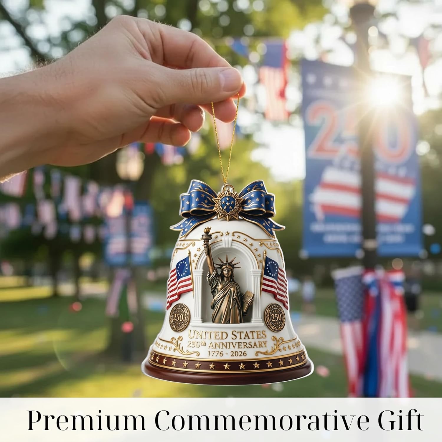 Patriotic Decorations 250 Anniversary Ornament – Statue of Liberty Bell, 4th…