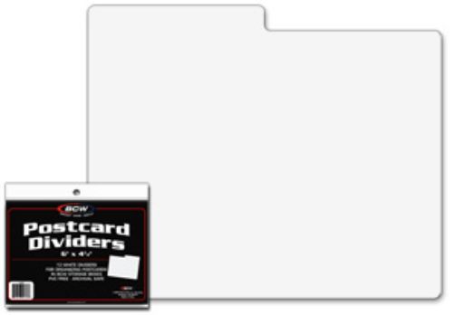 Lot /100 BCW White Plastic Postcard / 4×6 Photo Dividers – 6 x 4 with 3-1/2″ tab