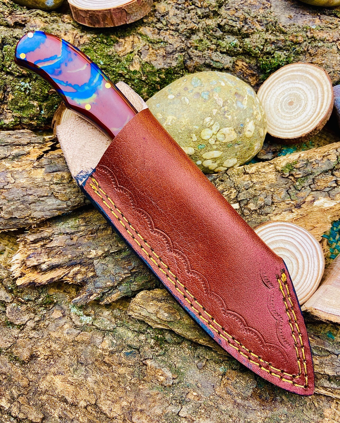 Custom Hand Made Hunting Knife / High Carbon Steel Serrated Blade Knife 2876