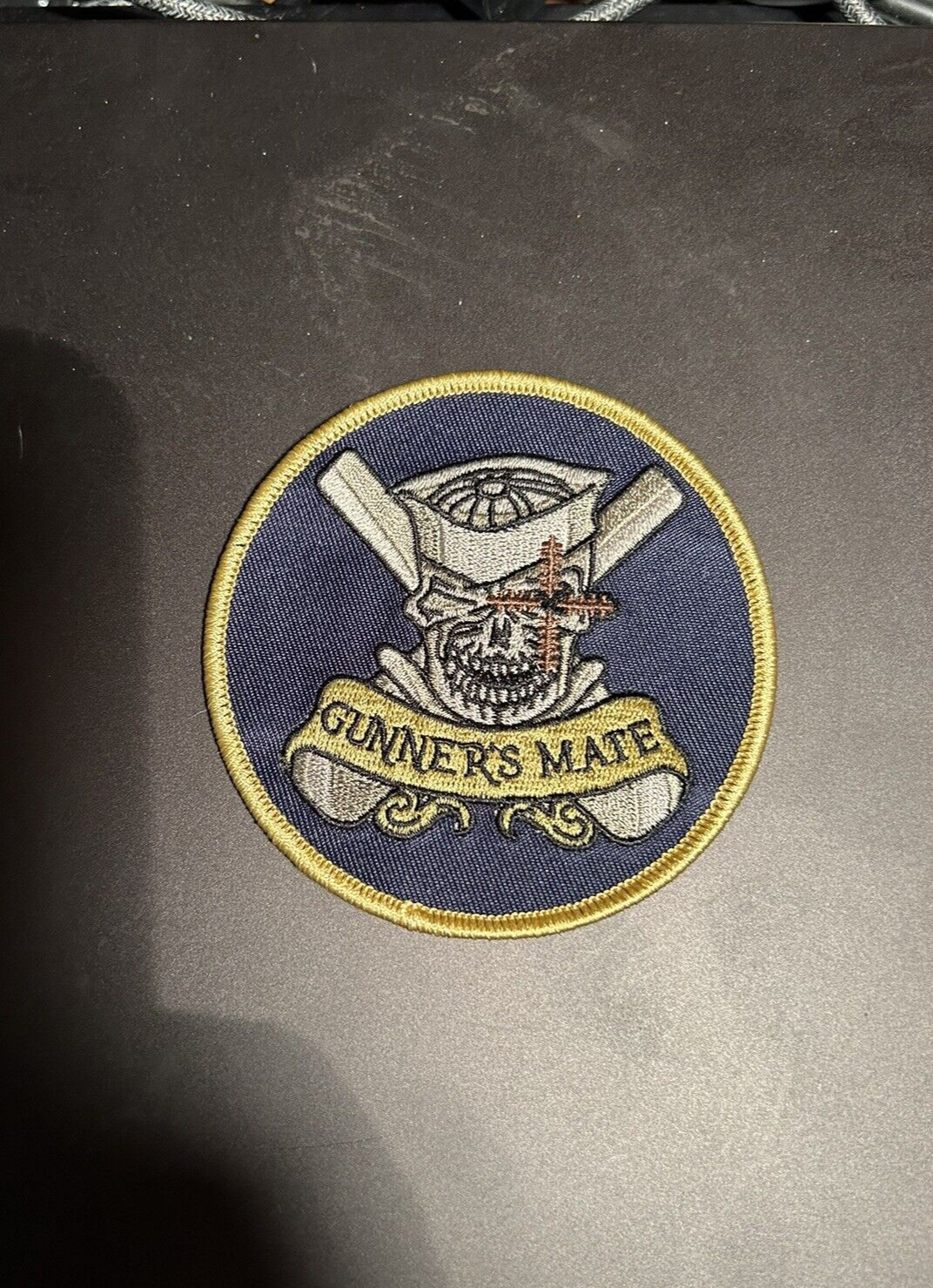 U S Navy „GUNNERS MATE“ Patch 3″ Round (Iron On/Sew On)