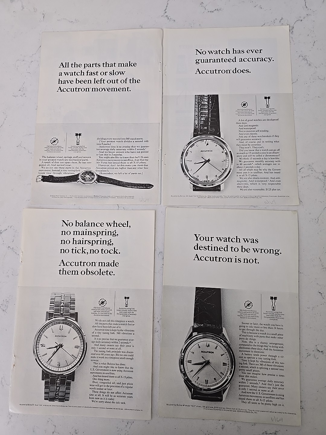 Lot Of 4 1964 Men’s Bulova Accutron Wrist Watch Watches Vintage ad