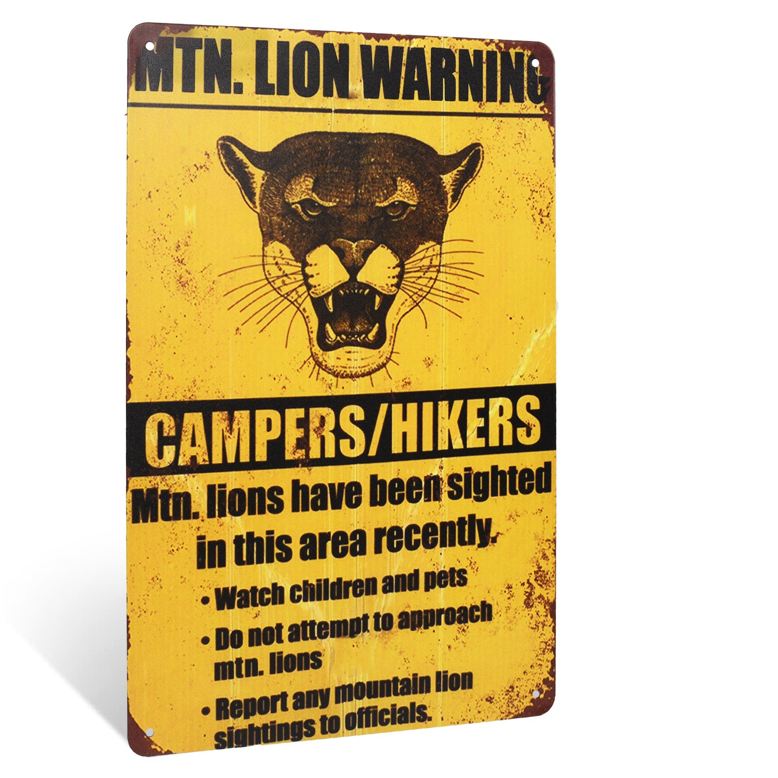 Metal Mountain Lion Warning Sign Metal Wall Art Tin Posters for Yard or Cabin