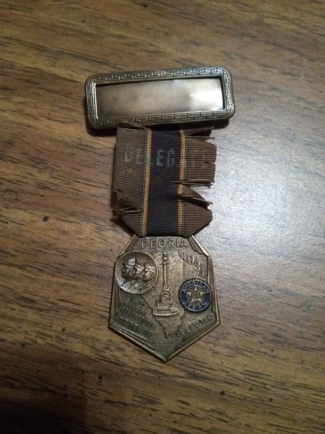 Vintage 1934 Department Of Illinois Metal 16th Annual Convention Delegate Rare