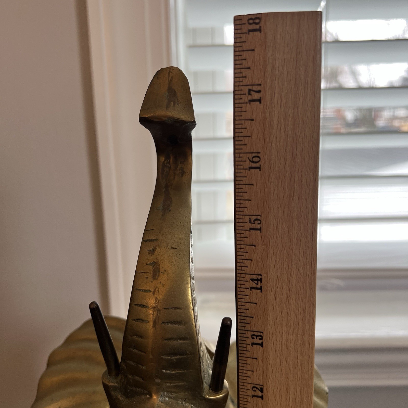 Vintage Mid 20th Century Standing Brass Elephant Figurine or Sculpture 18”