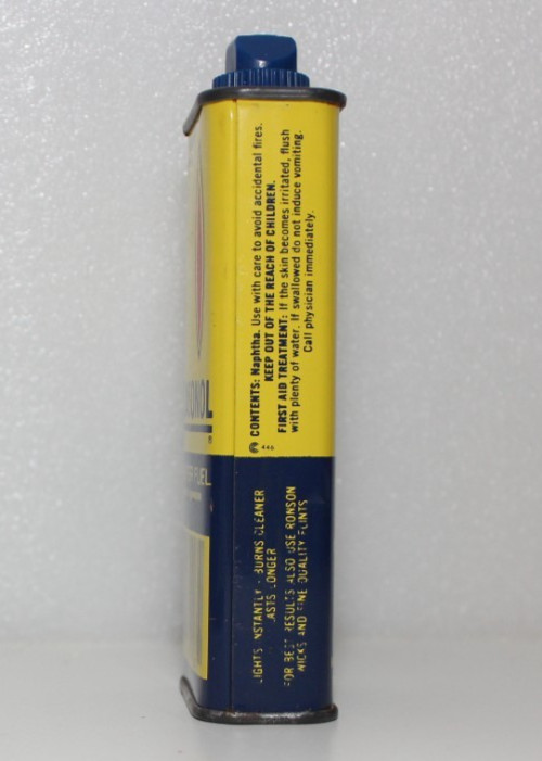 VINTAGE EMPTY RONSONOL LIGHTER FUEL FLUID 4.5oz METAL TIN CONTAINER RONSON