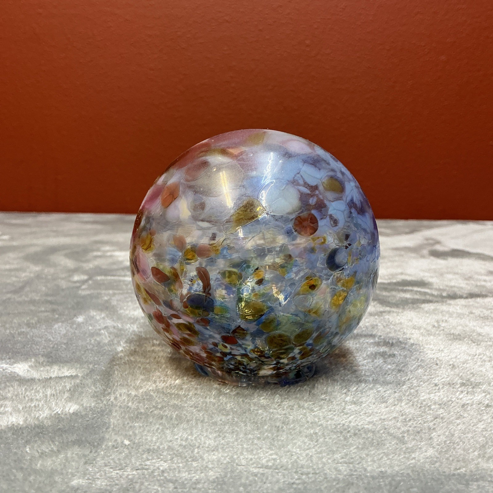Hand Blown Glass Ball Float From The Mill Casino Oregon Blue multi color Beach