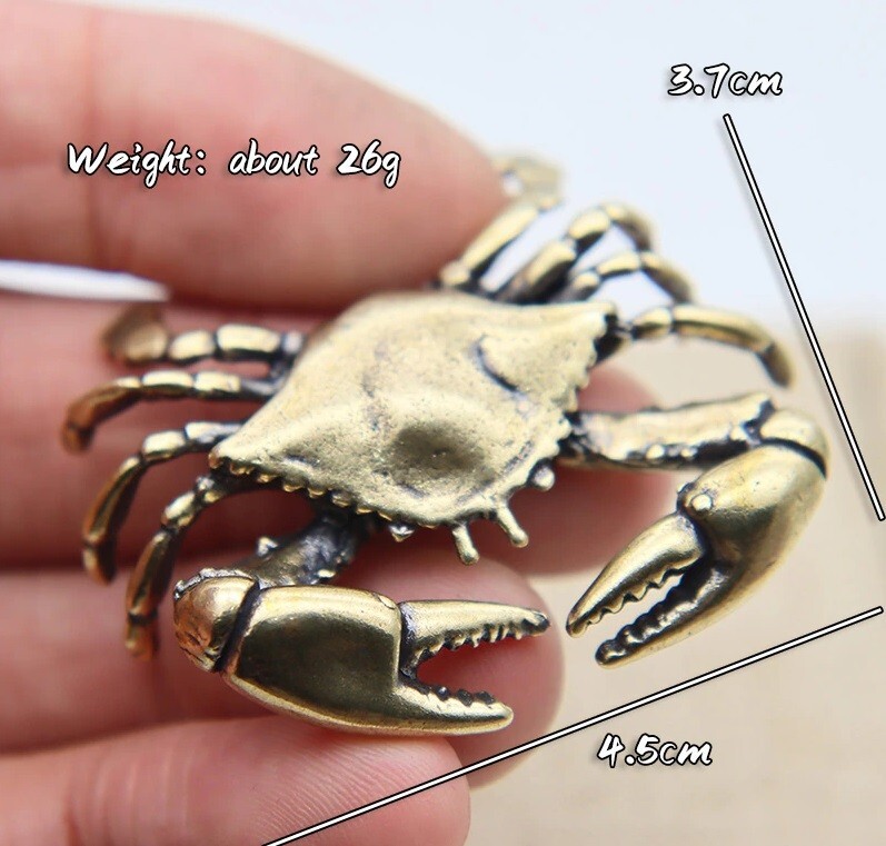 Brass Crab Animal Statue Small Sculpture Tabletop Figurine Home Decor Gifts